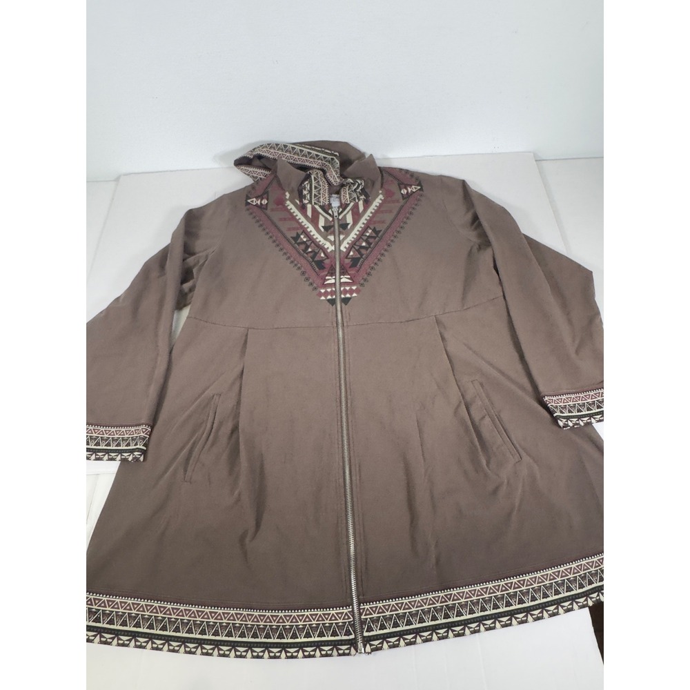 Monroe & Main Brown‎ Geometric Aztec Print Zip Up Hoodie Long Sleeve Women 3X - Picture 6 of 10